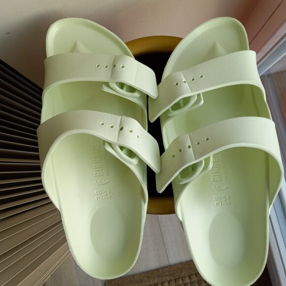 NWOB Birkenstock Arizona Essentials Faded Lime Green EVA Sandals 38N / 7 -  7.5 - Picture 16 of 16